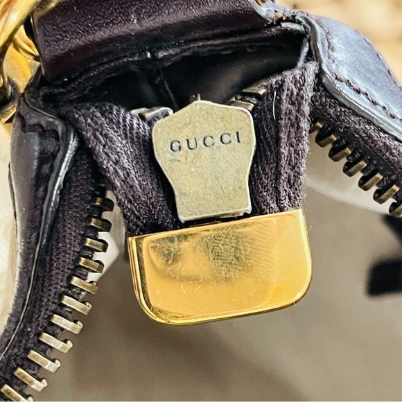 GUCCI Monogram Crocodile Web Medium Secret Hobo Dark Brown Leather Handbag - Picture 11 of 16